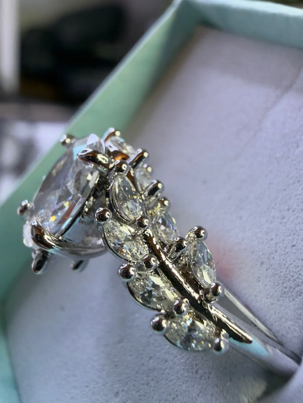 Oval CZ Stone Silver 925 stamp Halo Ring